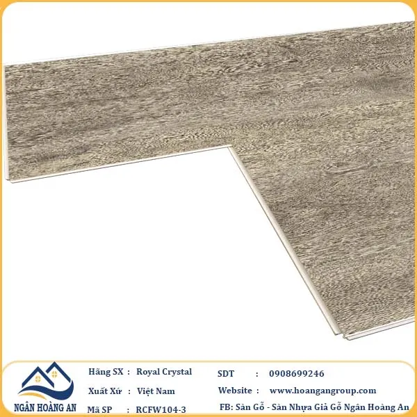 Sàn Đá Công Nghệ Giả Gỗ Hèm Khóa SPC Royal Crystal RCFW104-3 (S03)